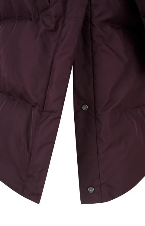 "A" Line Down Jacket in Mink Fur in Burgundy — снимка 2