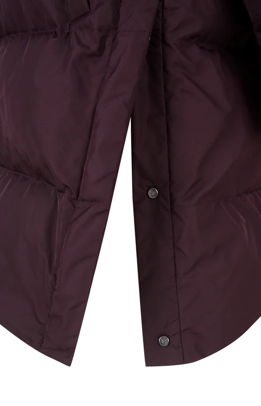 "A" Line Down Jacket in Mink Fur in Burgundy — снимка 2