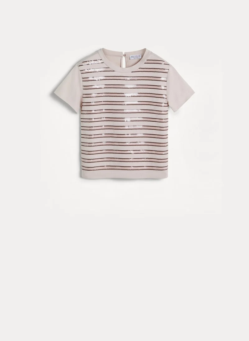 Тишърт с раиран мотив Brunello Cucinelli Kids 8-10