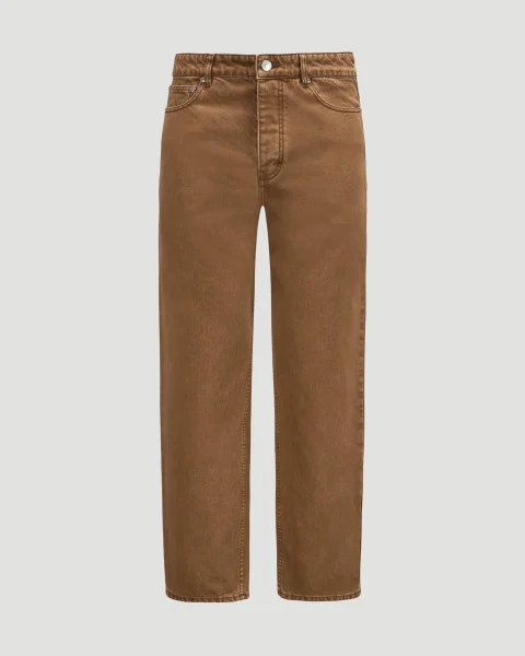 Cotton Tapered Fit Jeans in Hazelnut