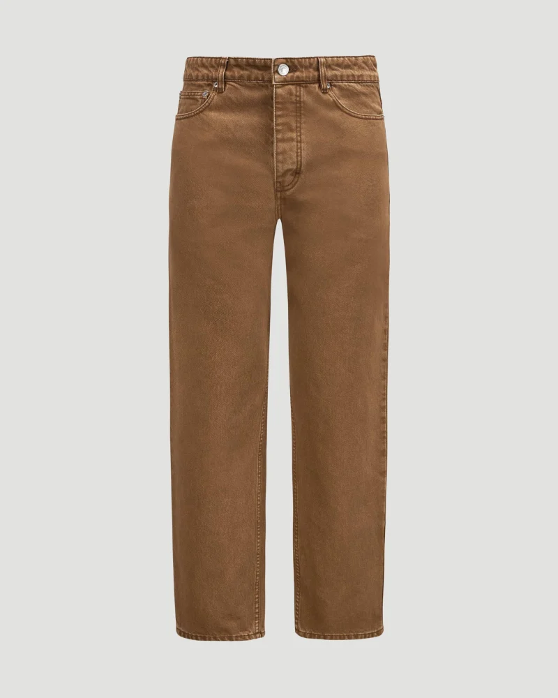 Cotton Tapered Fit Jeans in Hazelnut