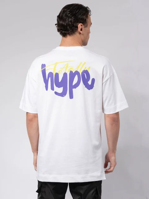 Бяла овърсайз тениска TOTALLY x hype — снимка 5