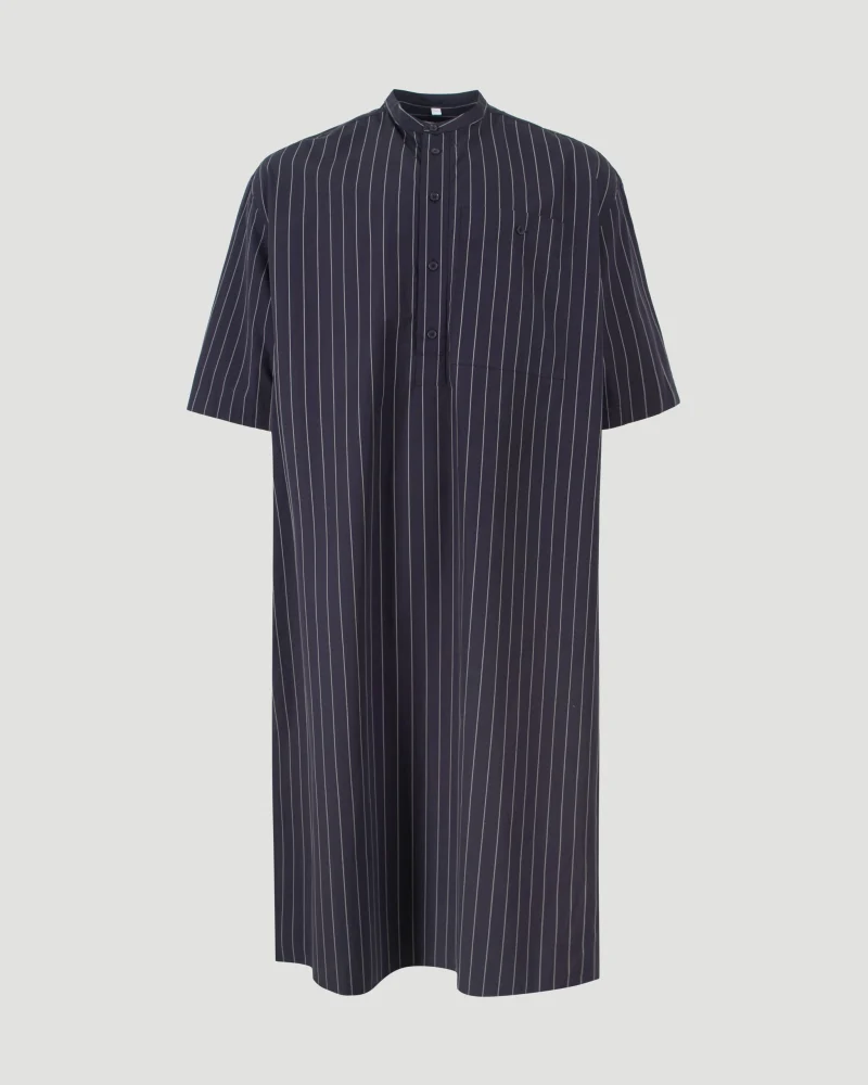 Stand-Up Collar Kaftan in Navy