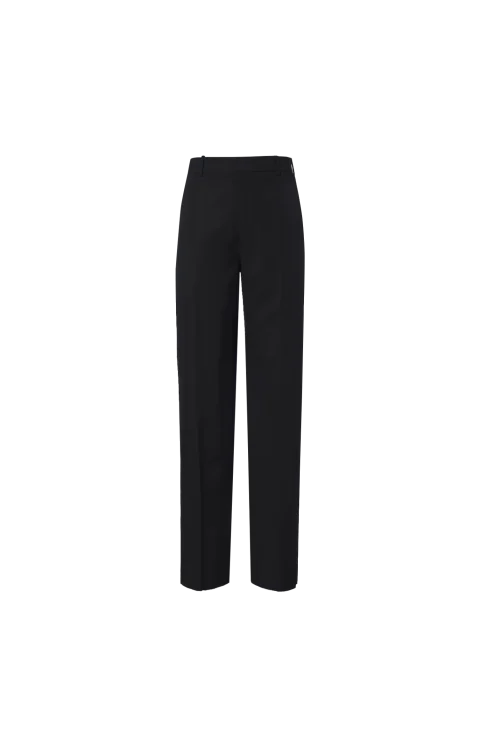 Wool Grain De Poudre Pants in Black