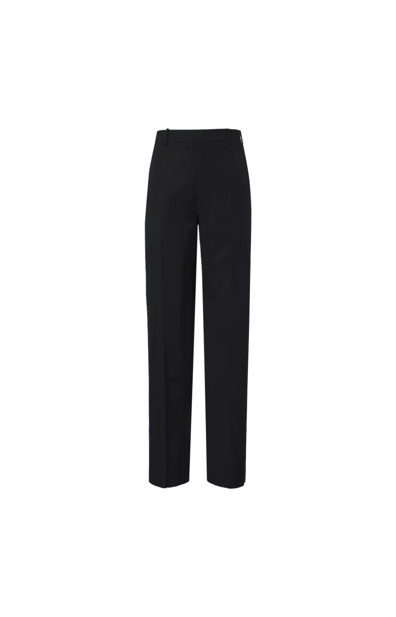 Wool Grain De Poudre Pants in Black