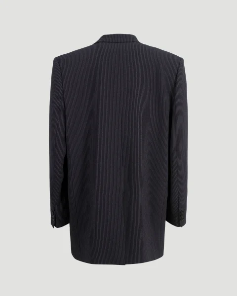 Pinstriped Suit Jacket in Midnight Blue — снимка 2
