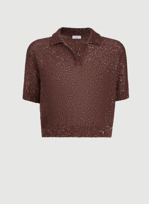 Полошърт с пайети Brunello Cucinelli — снимка 6