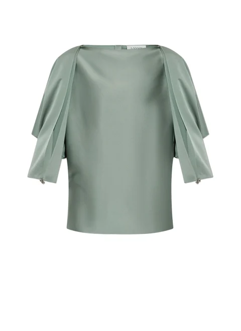 Сатенирана блуза с метален детайл Lanvin — снимка 6