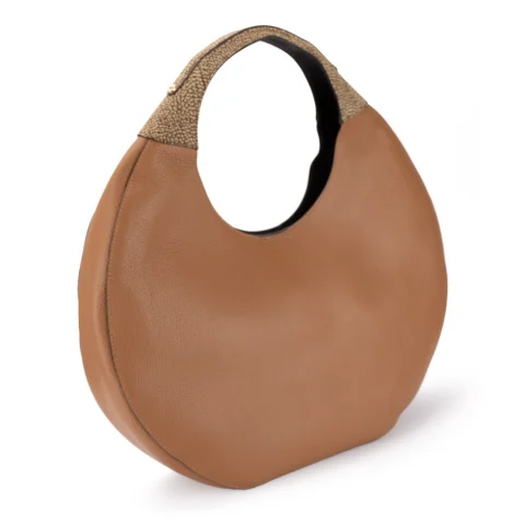 Дамска кафява чанта Full Moon Hobo Large BORBONESE — снимка 5