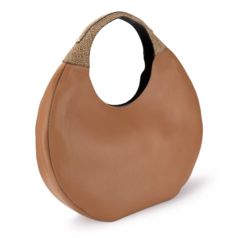 Дамска кафява чанта Full Moon Hobo Large BORBONESE — снимка 5