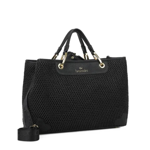 Дамска черна плетена чанта Beth Tricot Braccialini — снимка 6