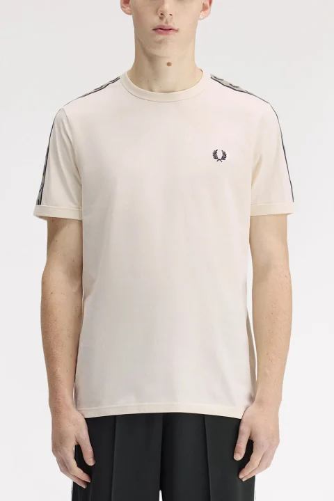 T-Shirt Contrast Tape Ringer M4613 28B ecru/navy — снимка 2