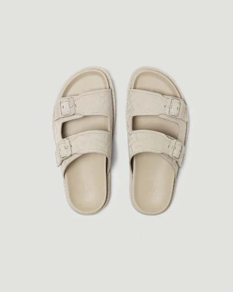 Beige Nubuck Leather Sandals — снимка 2