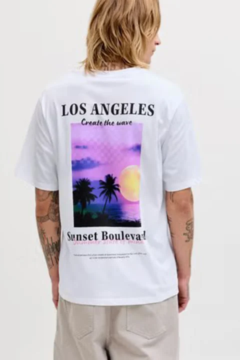 T-Shirt Jjcity Photoprint Ss Crew Neck 12288353 11-0601 TCX bright white — снимка 2