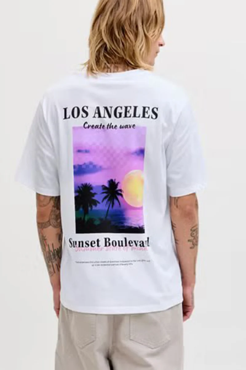 T-Shirt Jjcity Photoprint Ss Crew Neck 12288353 11-0601 TCX bright white — снимка 2