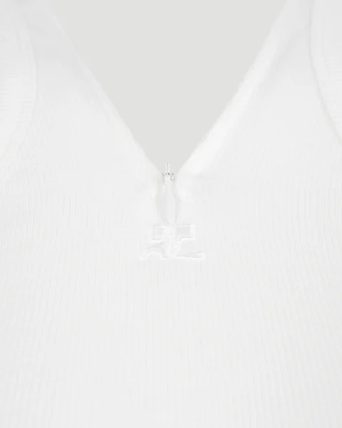 Criss Cross 90s Zip Tank Top in White — снимка 2