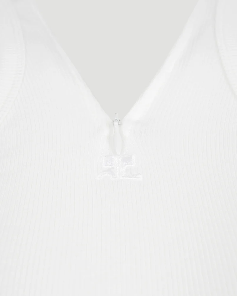 Criss Cross 90s Zip Tank Top in White — снимка 2