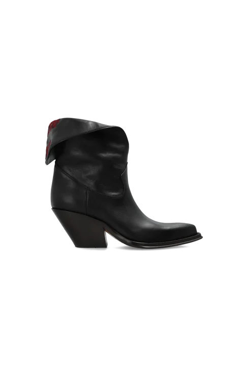 Azelan Leather Cowboy Boots in Black