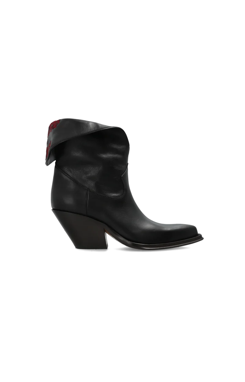 Azelan Leather Cowboy Boots in Black