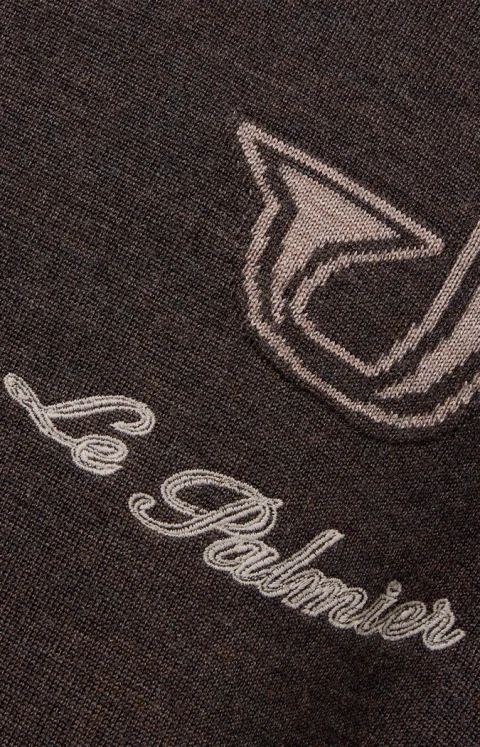 Herisson Embroidered Crew-Neck Sweater in Brown — снимка 3
