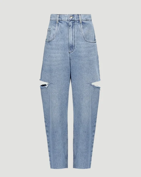 Light Blue Jeans with Cut-Outs