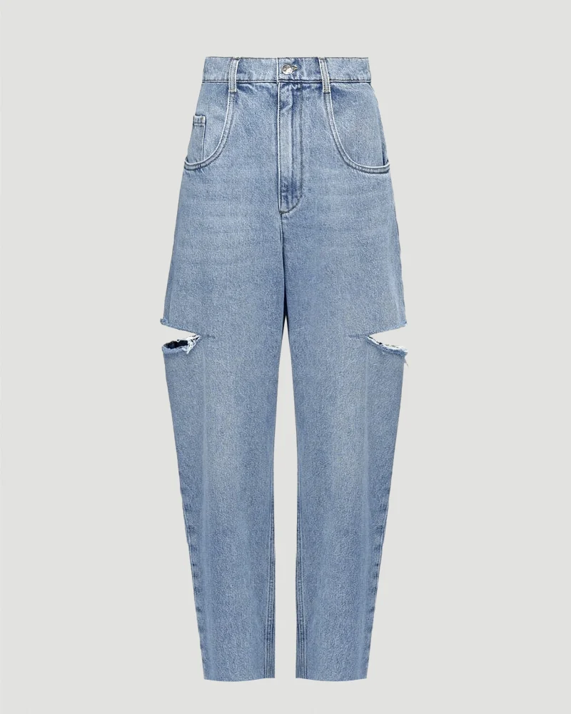 Light Blue Jeans with Cut-Outs