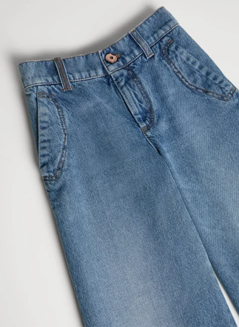 Разкроен деним с монили Brunello Cucinelli Kids 4-6 — снимка 3