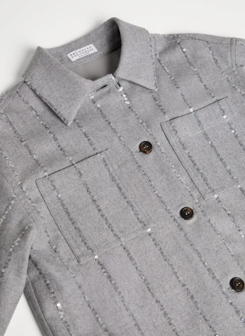 Раирана риза от фина вълна с пайети Brunello Cucinelli Kids 6 — снимка 3