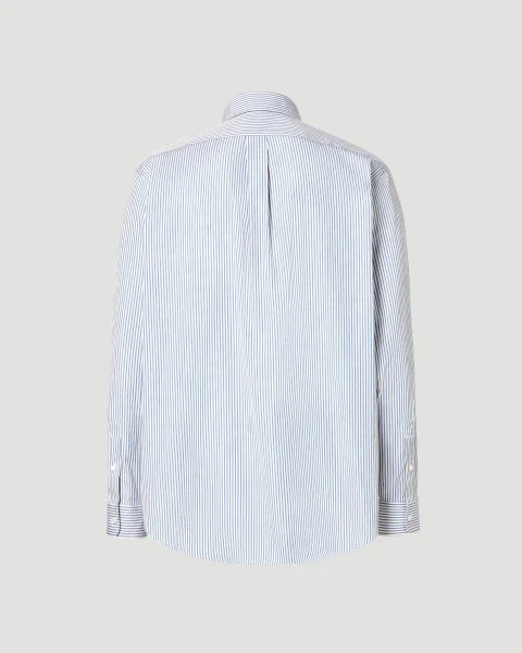 Blue Striped Cotton Shirt — снимка 3