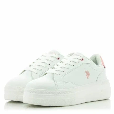 Дамски Сникърс U.S. POLO – CHERRY001W/BY3 -WHITE-PINK — снимка 3