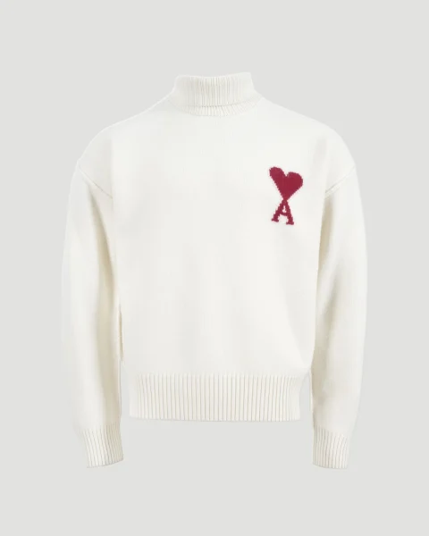 Ami de Coeur Wool Turtleneck Sweater in White