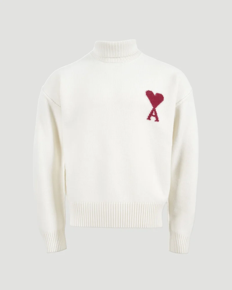 Ami de Coeur Wool Turtleneck Sweater in White