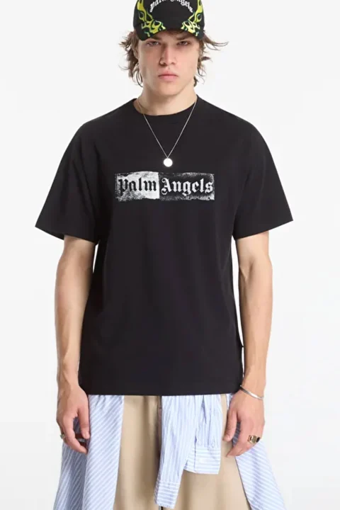 T-Shirt Stamp Logo Regular PAMAA001JR005-1003 black-off white — снимка 2