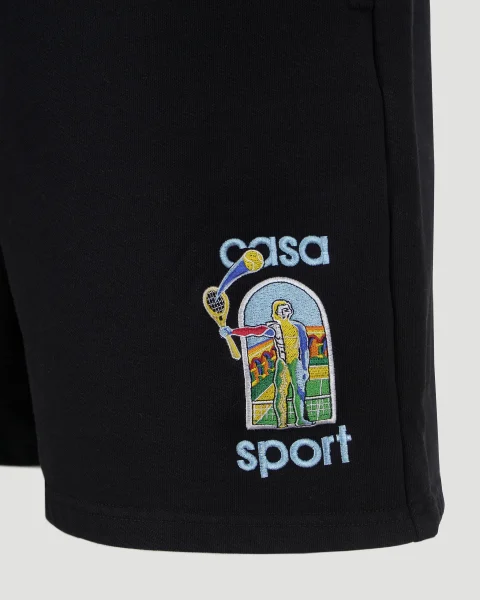 Cotton Track Shorts in Black — снимка 2