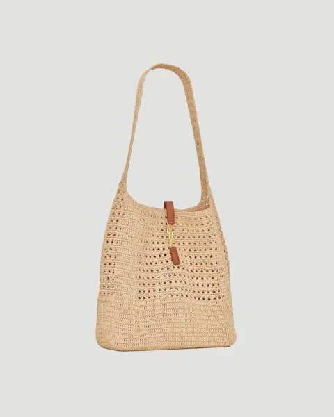 Hobo Raffia Bag in Crochet and Smooth Leather — снимка 2