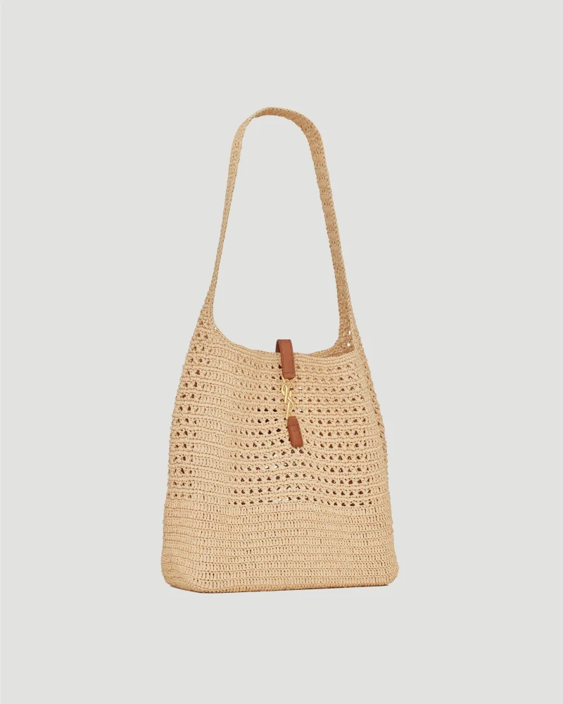Hobo Raffia Bag in Crochet and Smooth Leather — снимка 2