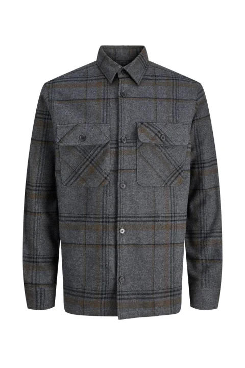 Риза Overshirt Jprrayle Melange Check L/S Overshirt 12286804 C-N25 dark grey