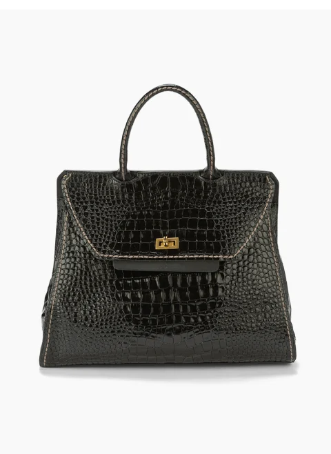Кожена чанта 'Croc-effect' Visona Ornella