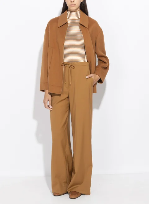 Късо палто от фина вълна с кожен мотив Max Mara Studio Mstsfere