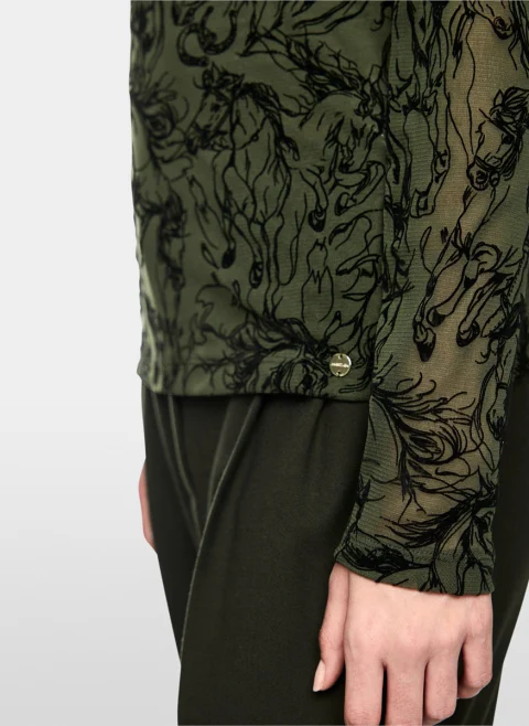 Блуза с кадифен принт Marc Cain Collections — снимка 12