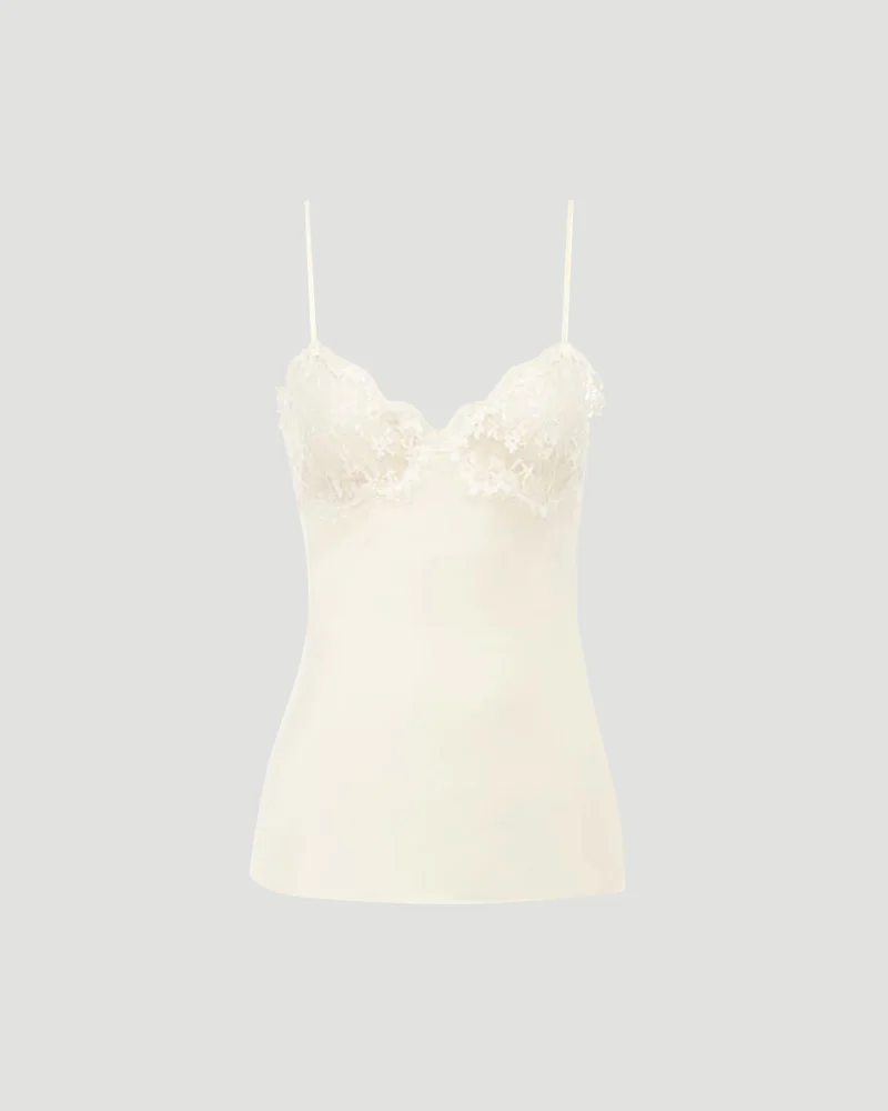 Camisole Top in Washed Silk Satin & Lace