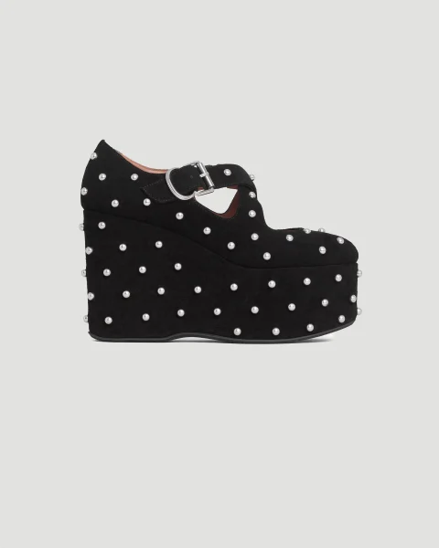 Criss Cross Wedges in Suede with Studs