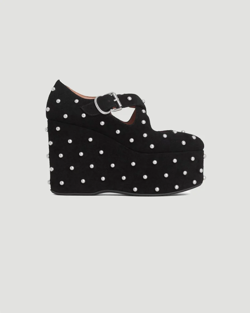 Criss Cross Wedges in Suede with Studs
