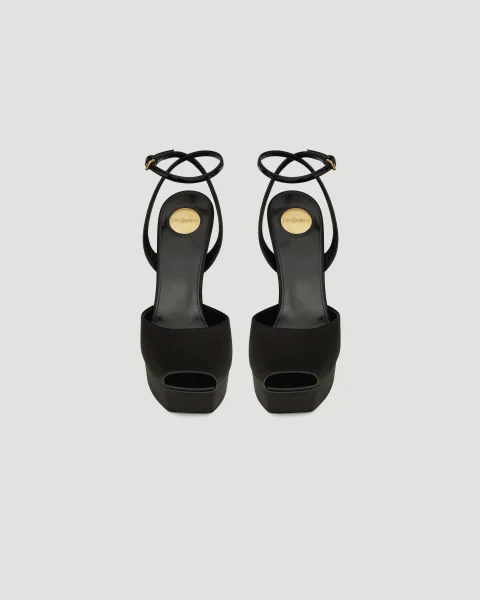 Le Scandale Platform Sandals in Satin Crepe — снимка 3