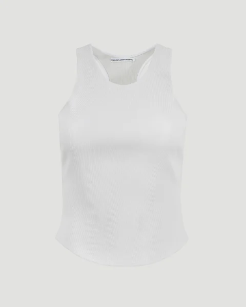 Stretch Leather Tank in White