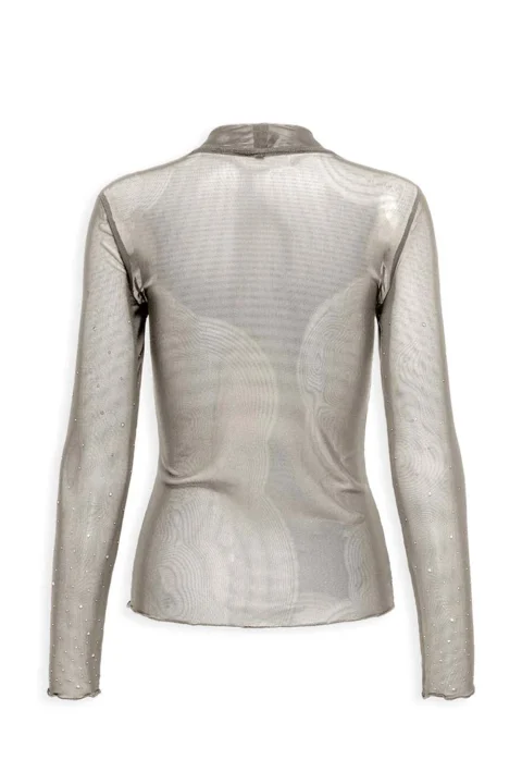 Top Onlelsa L/S Mesh Shine High Neck Top Jrs 15310212 19-3901 TCX magnet — снимка 2