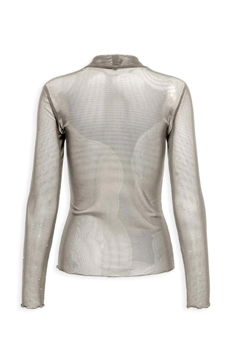 Top Onlelsa L/S Mesh Shine High Neck Top Jrs 15310212 19-3901 TCX magnet — снимка 2