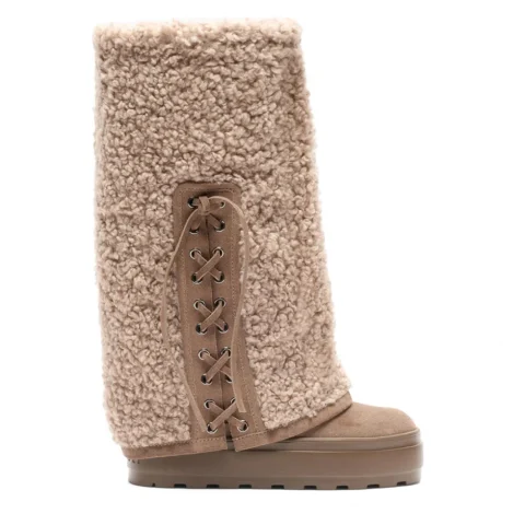 Дамски бежови ботуши Double Face Casadei