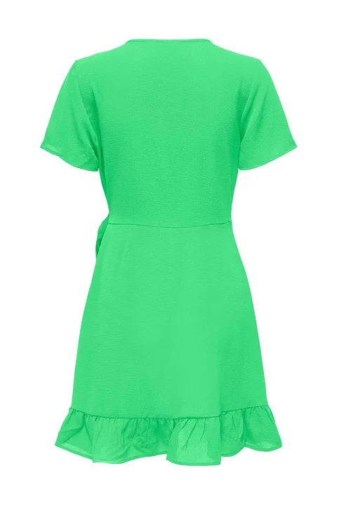 Рокля Onlnova Life S/S Marlie Wrap Dress Solid 15256777 14-0156 TCX summer green — снимка 2