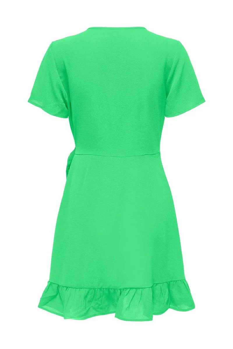 Рокля Onlnova Life S/S Marlie Wrap Dress Solid 15256777 14-0156 TCX summer green — снимка 2